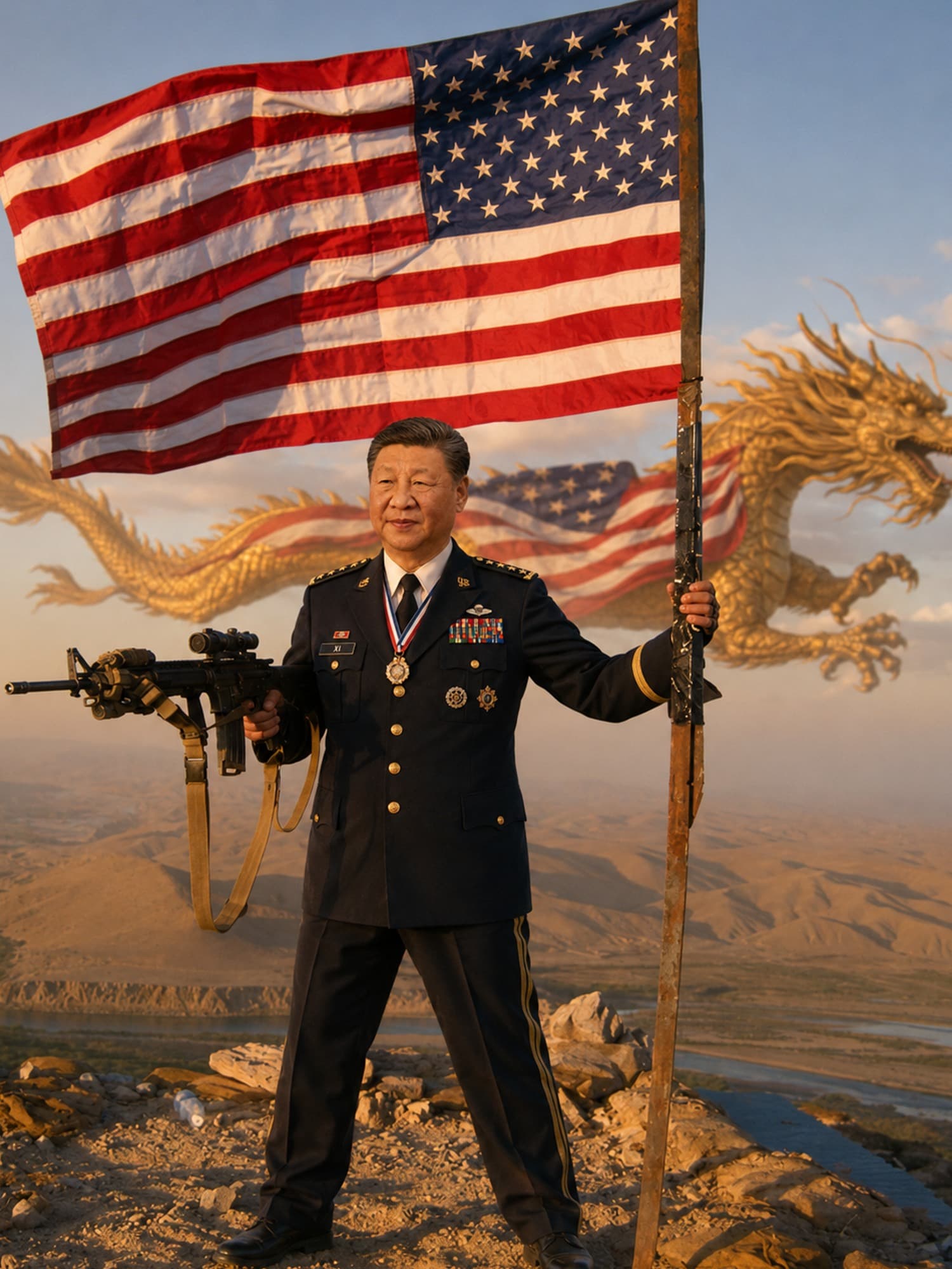 USAXI with flag and dragon